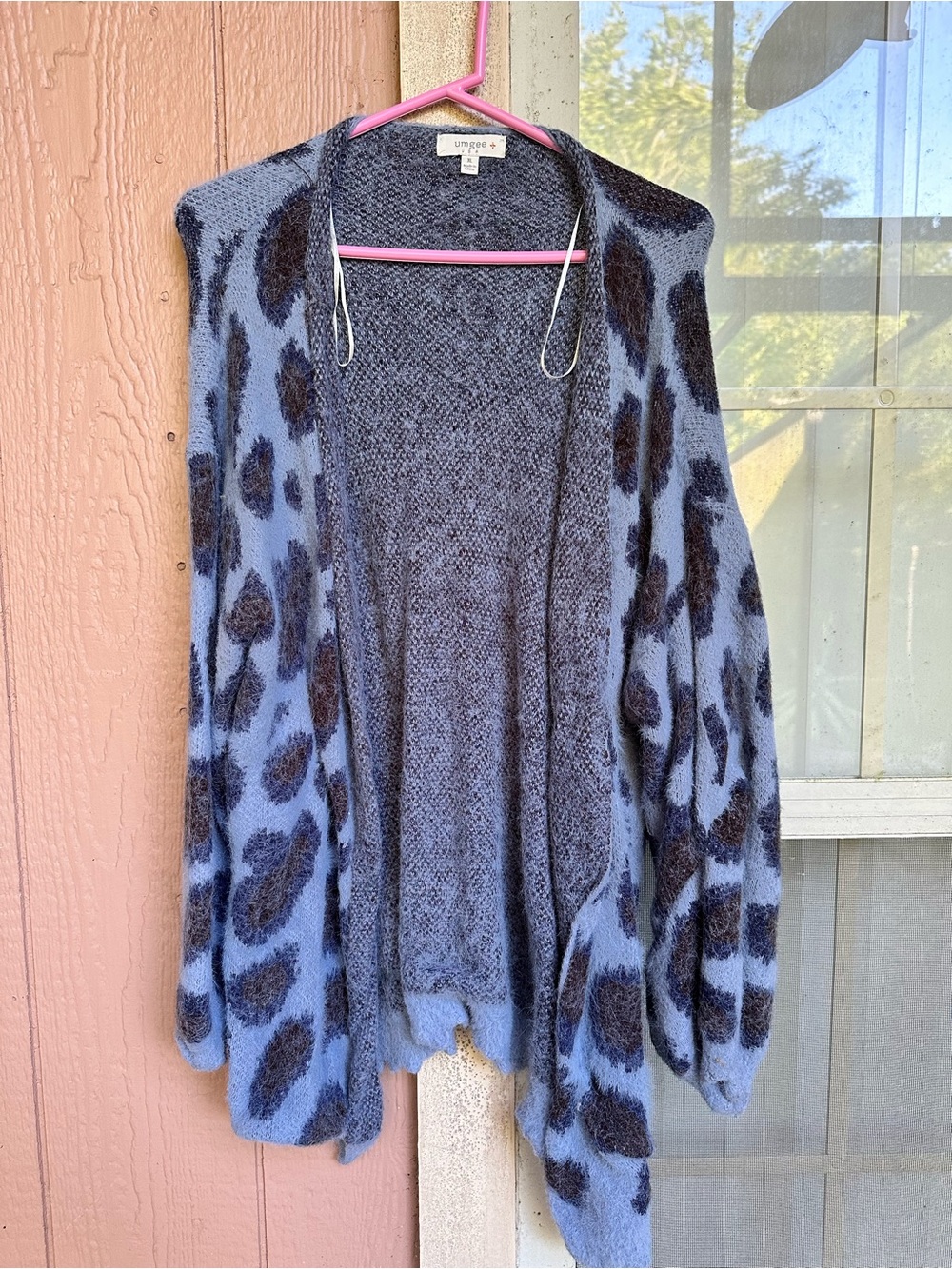 Umgee Blue Animal Print Open Cardigan